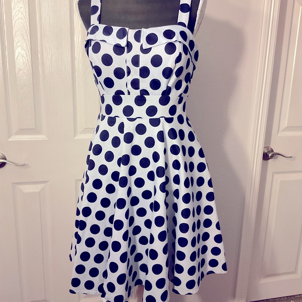 Vintage retro style baby blue polka dot dress size 10
